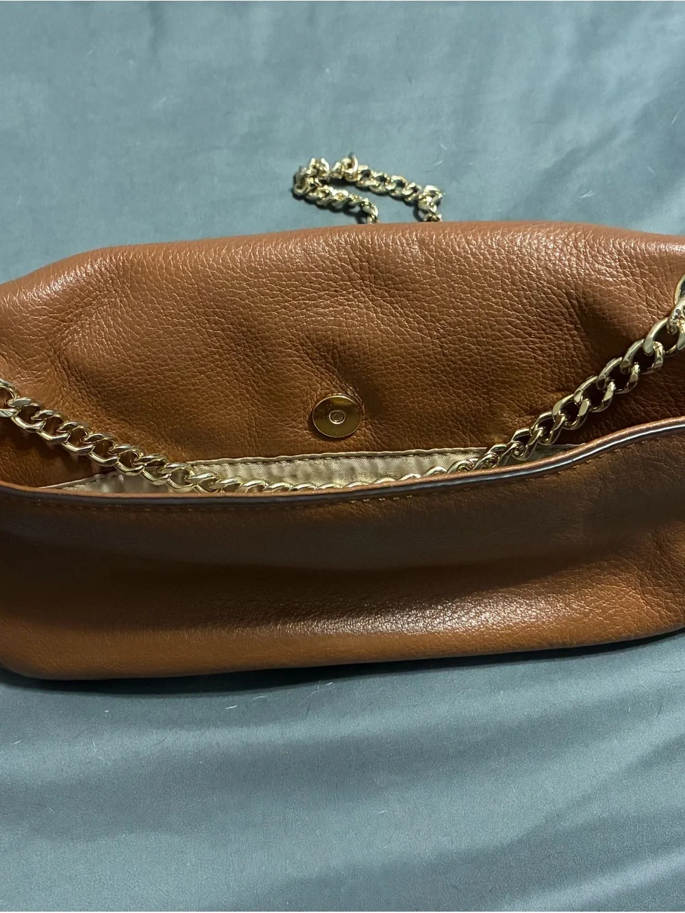 Michael Kors Cognac Leather Shoulder Bag with Gold Chain